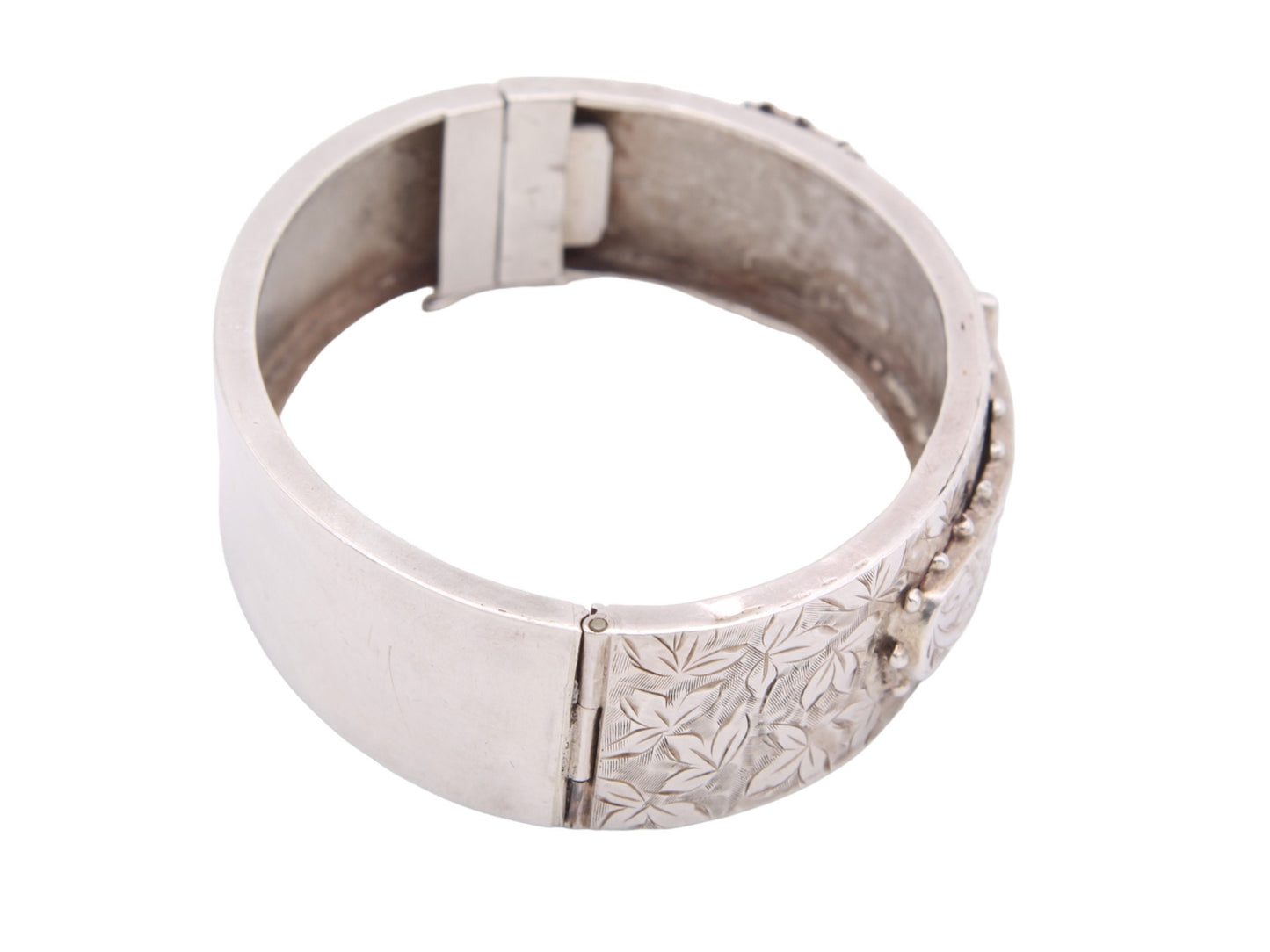 Antique Victorian Decorative Silver Buckle Bangle, 1884