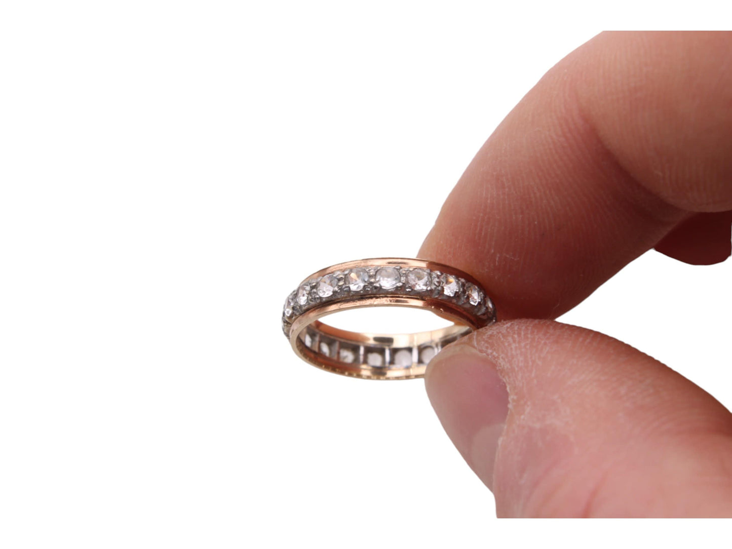 Vintage 9ct Rose gold Paste Eternity Ring