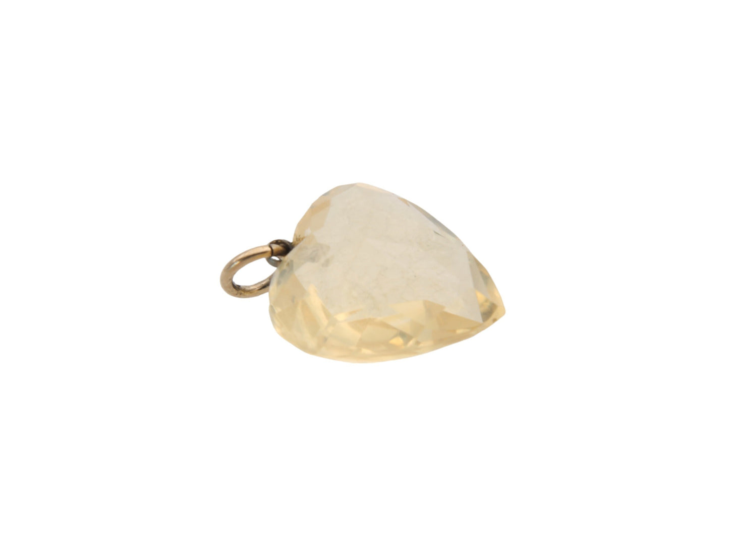 Antique 9ct Gold Faceted Citrine Heart Pendant