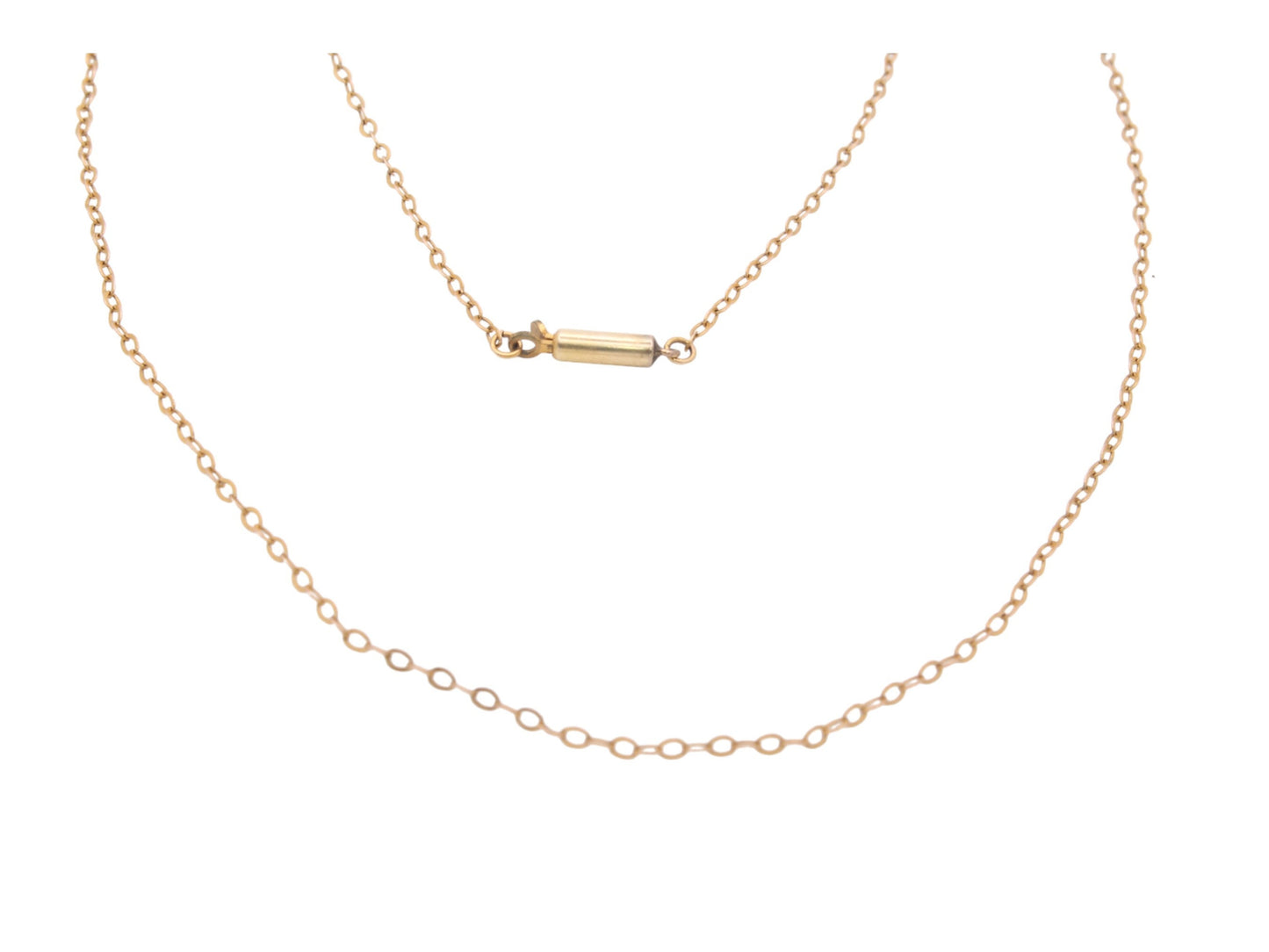 Antique-9ct-Gold-Dainty-Rolo-Link-Necklace-Chain,-16.5"