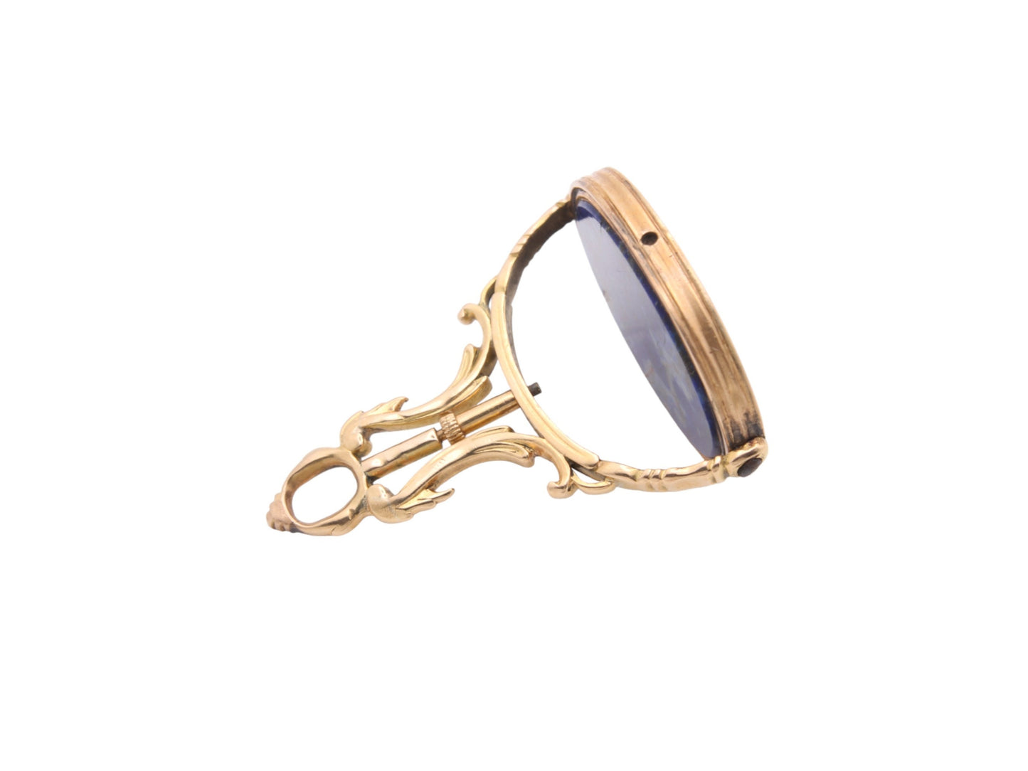 Antique 18ct Gold Lapis Lazuli Spinner Pendant With Locking Pin