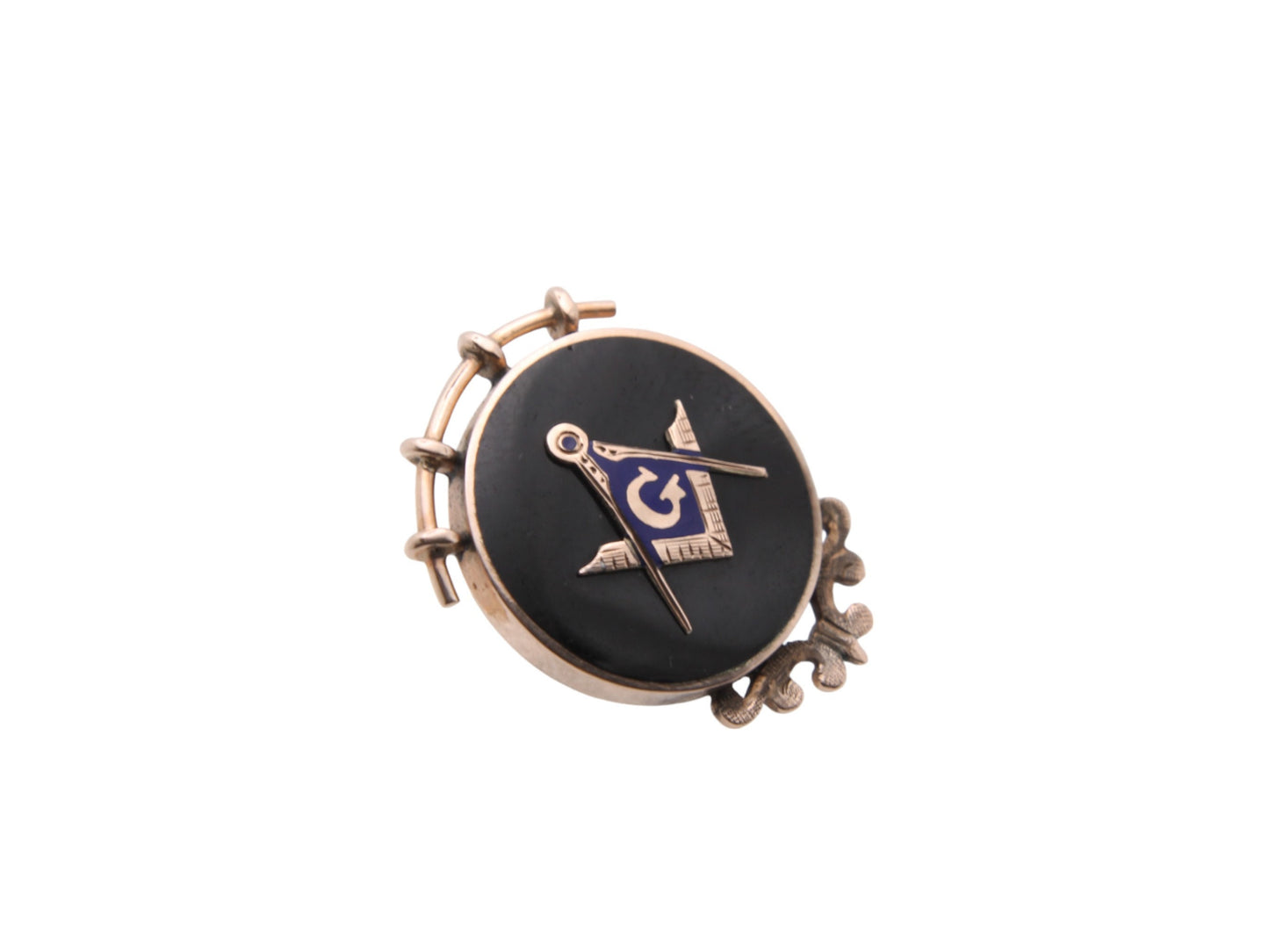 Antique 9ct Gold Masonic Enamel Brooch Pin