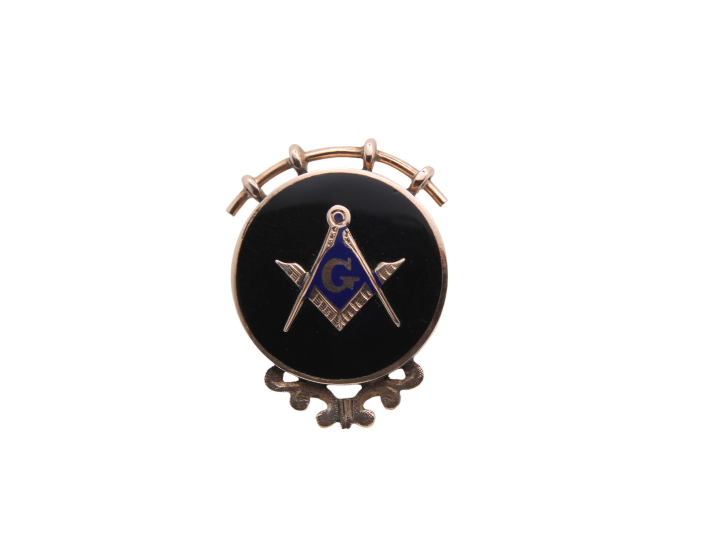 Antique 9ct Gold Masonic Enamel Brooch Pin