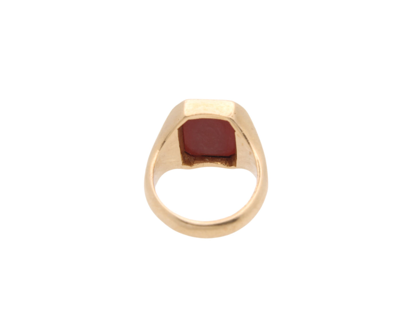 Vintage 18ct Gold Intaglio Lilac Agate Coat Of Arms Signet Ring