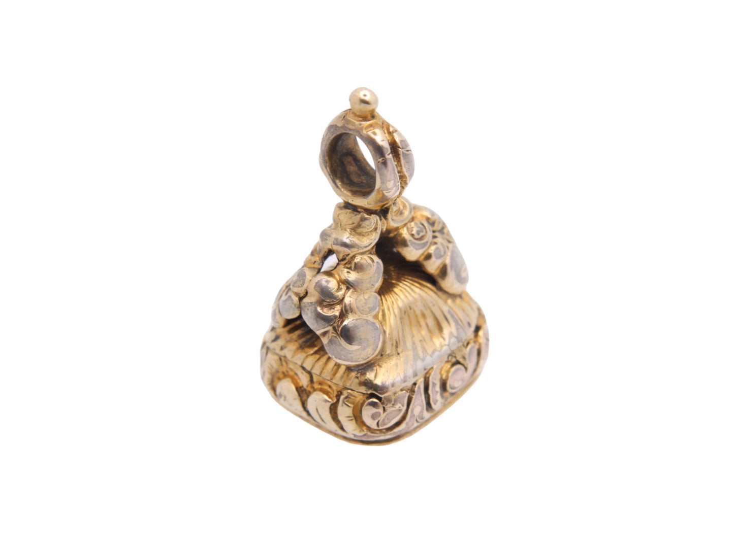 Antique 9ct Gold Cased Intaglio Lion Cherish Hope Crest Pendant