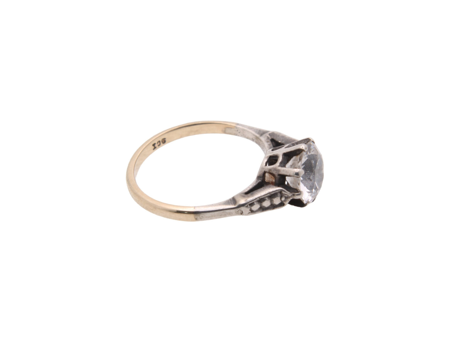 Vintage 9ct Gold Paste Solitaire Ring