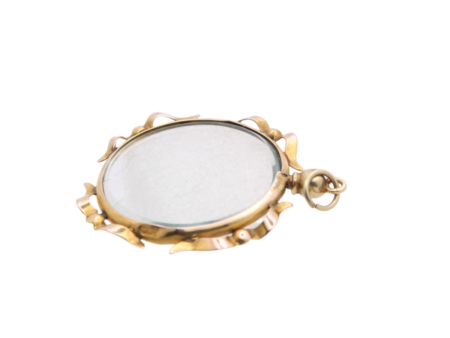 Antique 9ct Gold Glass Pendant Locket