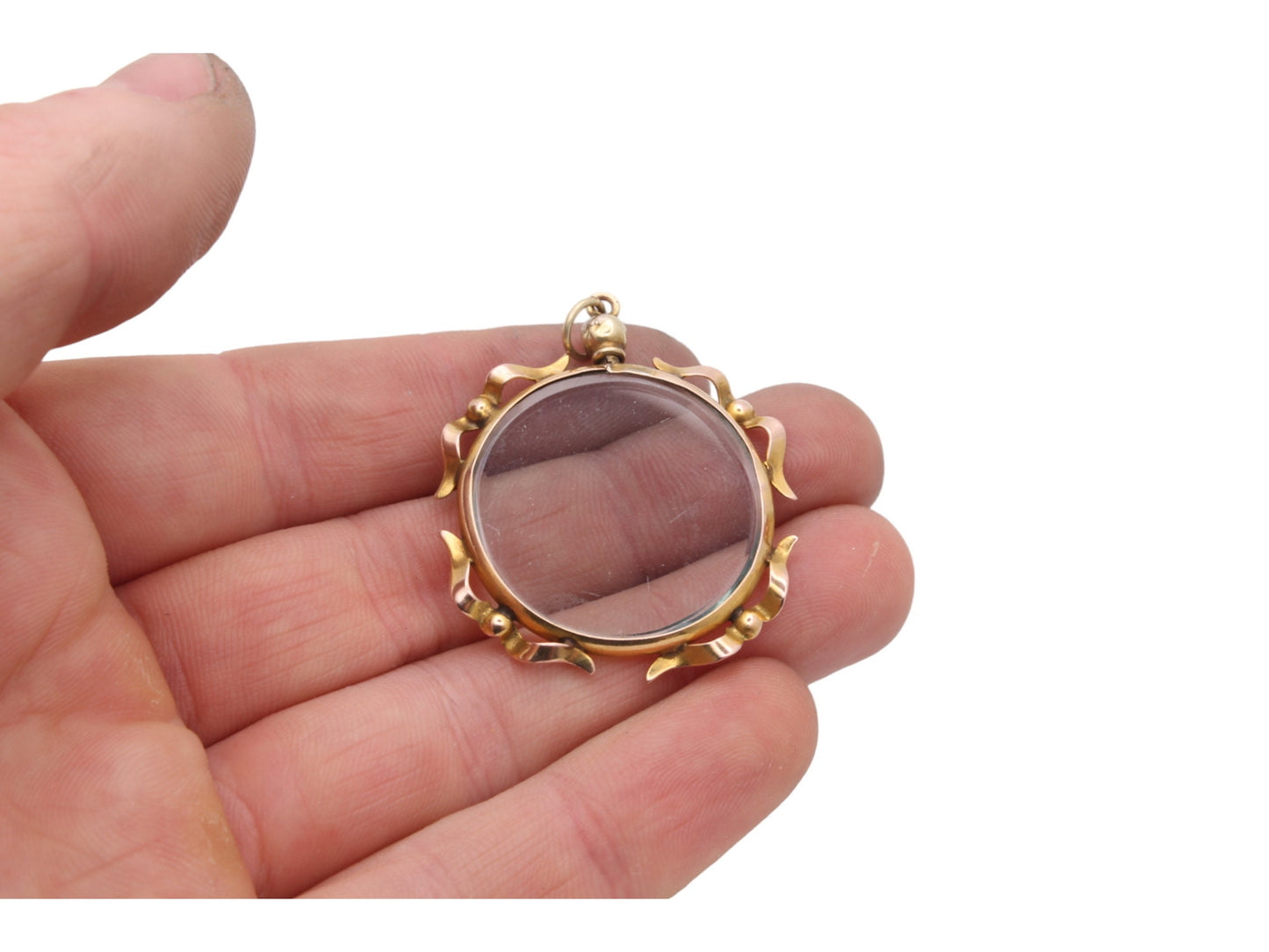 Antique 9ct Gold Glass Pendant Locket