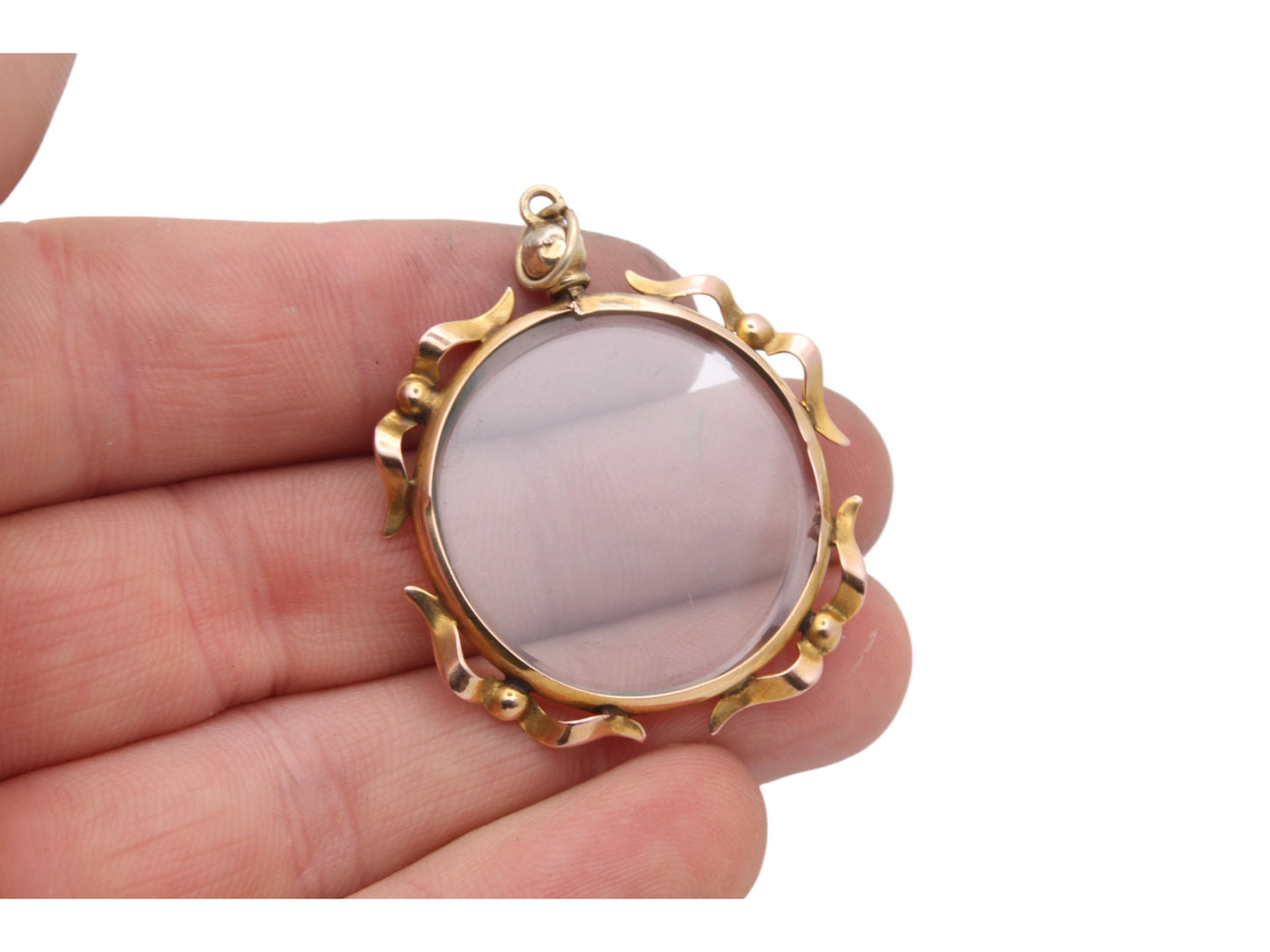 Antique 9ct Gold Glass Pendant Locket