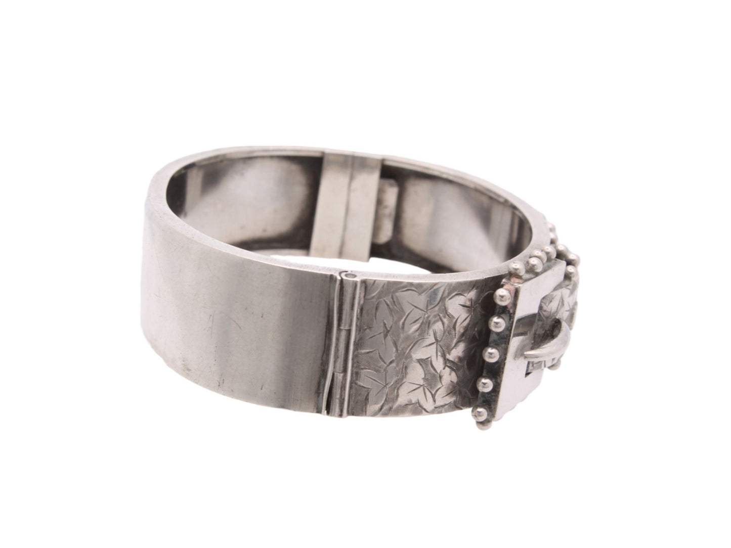 Antique Victorian Decorative Silver Belt Buckle Bangle, 1883