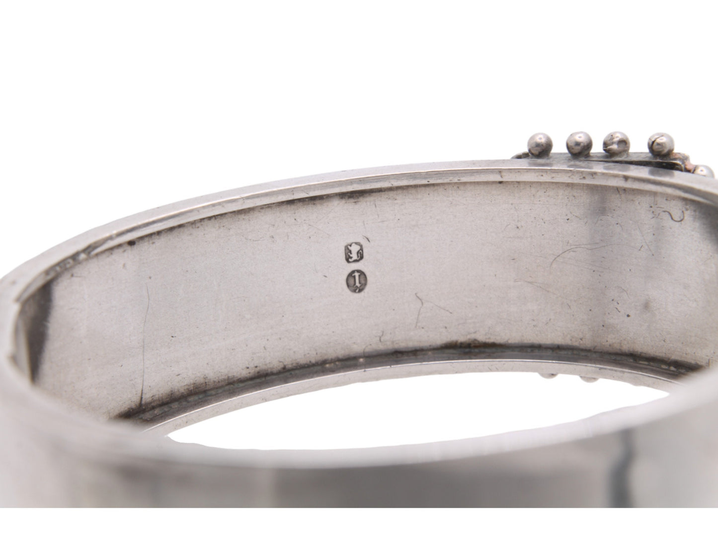 Antique Victorian Decorative Silver Belt Buckle Bangle, 1883