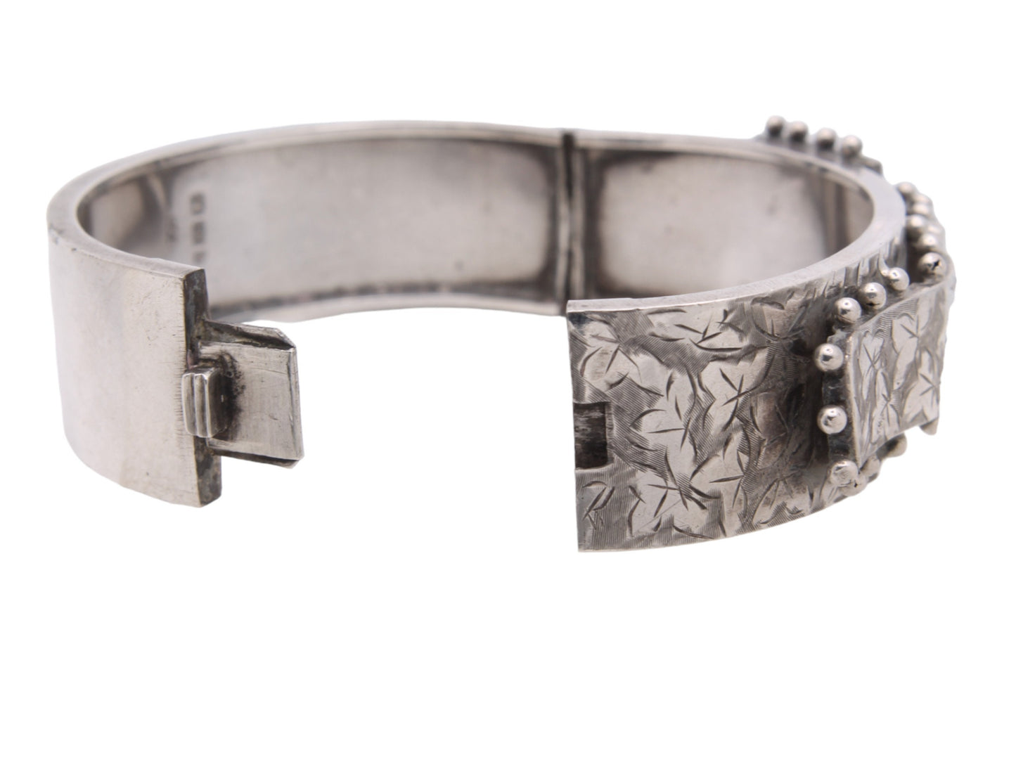 Antique Victorian Decorative Silver Belt Buckle Bangle, 1883