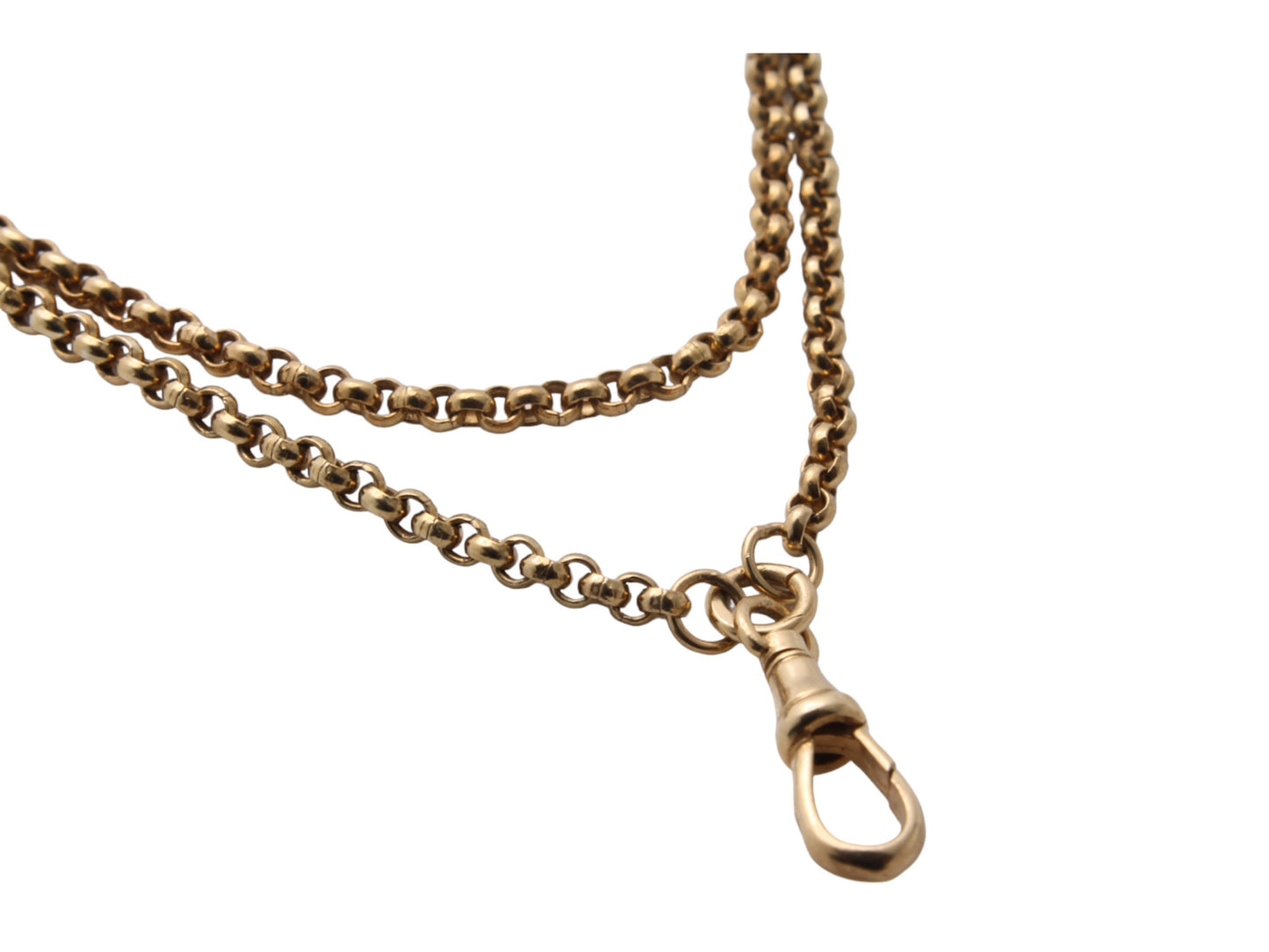 Vintage Sterling Silver Gilt Long Guard Necklace 60"
