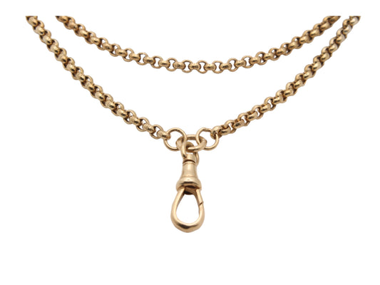 Vintage Sterling Silver Gilt Long Guard Necklace 60"