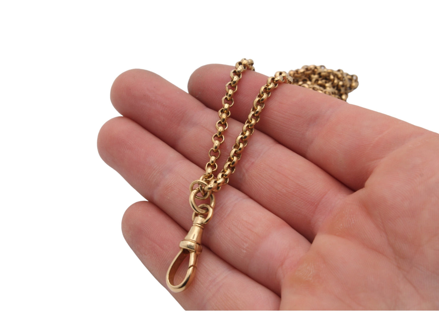 Vintage Sterling Silver Gilt Long Guard Necklace 60"