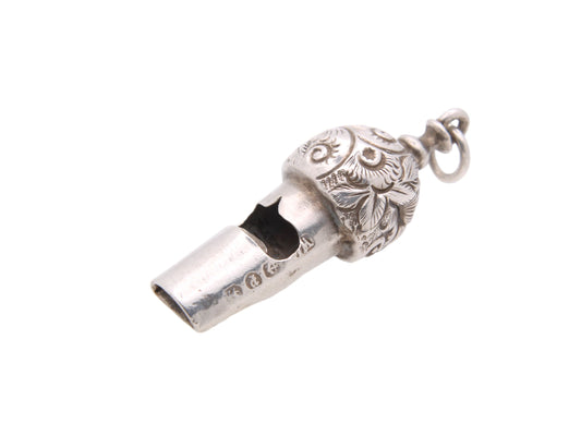 Antique Victorian Sterling Silver Acorn Whistle Pendant