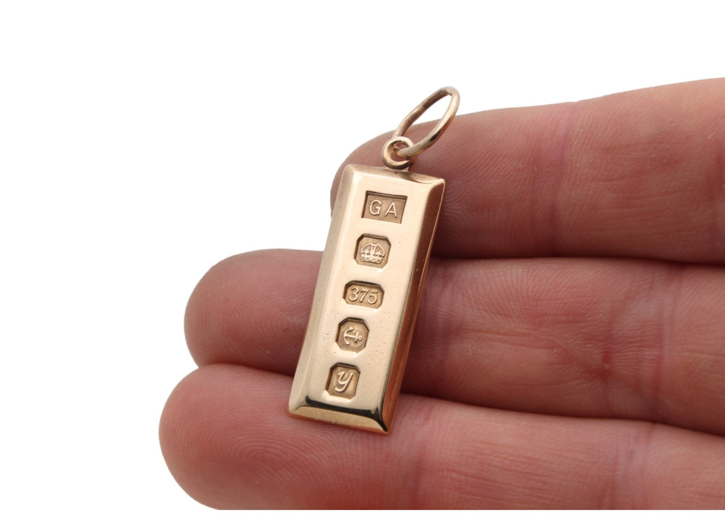 Vintage 9ct Gold Ingot Bar Pendant