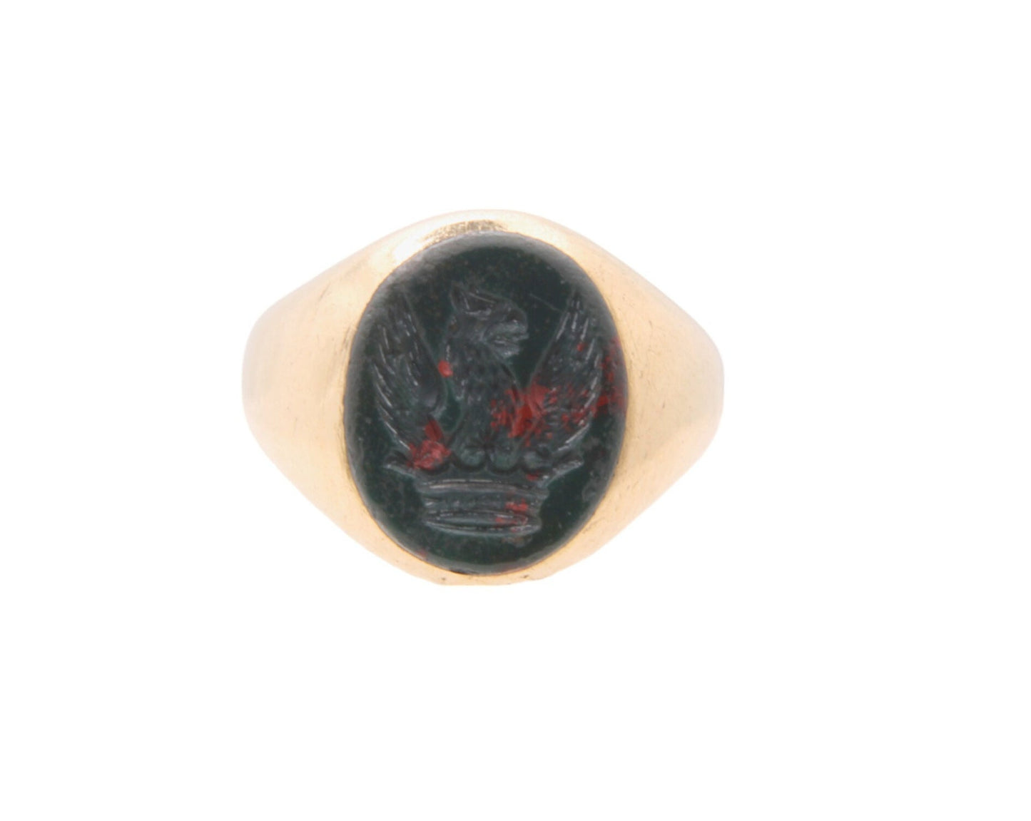 Vintage 18ct Gold Intaglio Bloodstone Signet Ring Griffin Crest