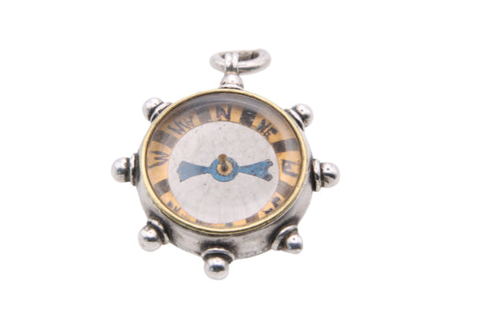 Antique Victorian Silver Compass Pendant