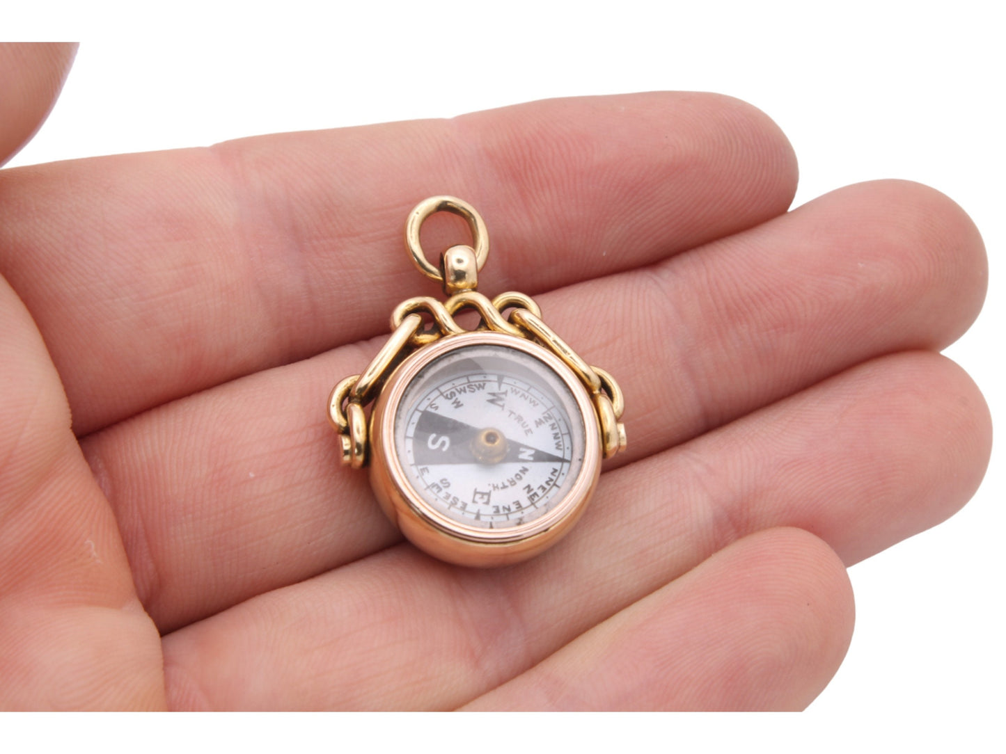 Antique 18ct Gold Carnelian Compass Pendant