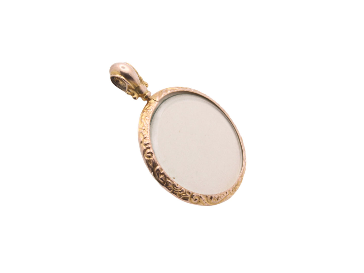 Antique Edwardian 9ct Gold Open Face Glass Locket Pendant