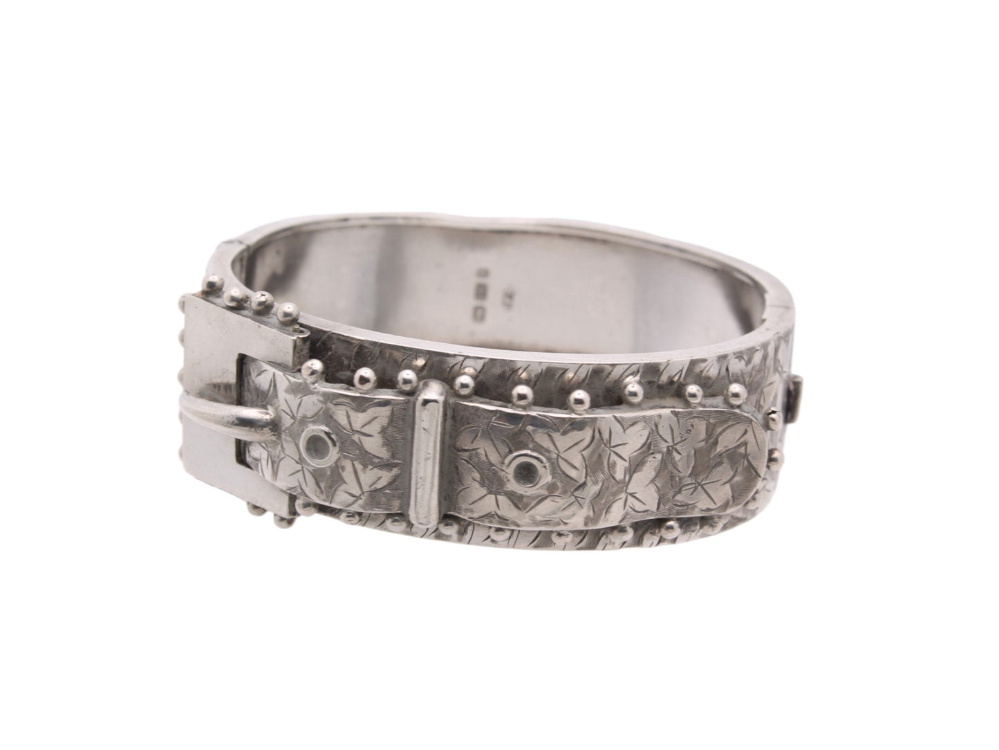 Antique Victorian Decorative Silver Belt Buckle Bangle, 1883