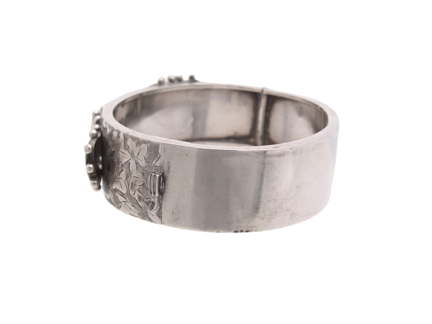 Antique Victorian Decorative Silver Belt Buckle Bangle, 1883