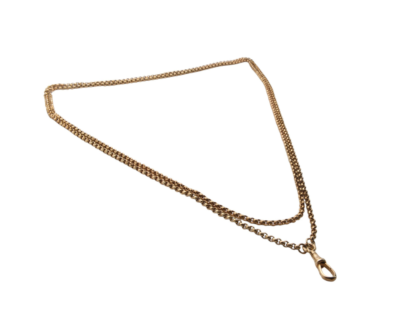 Vintage Sterling Silver Gilt Long Guard Necklace 60"