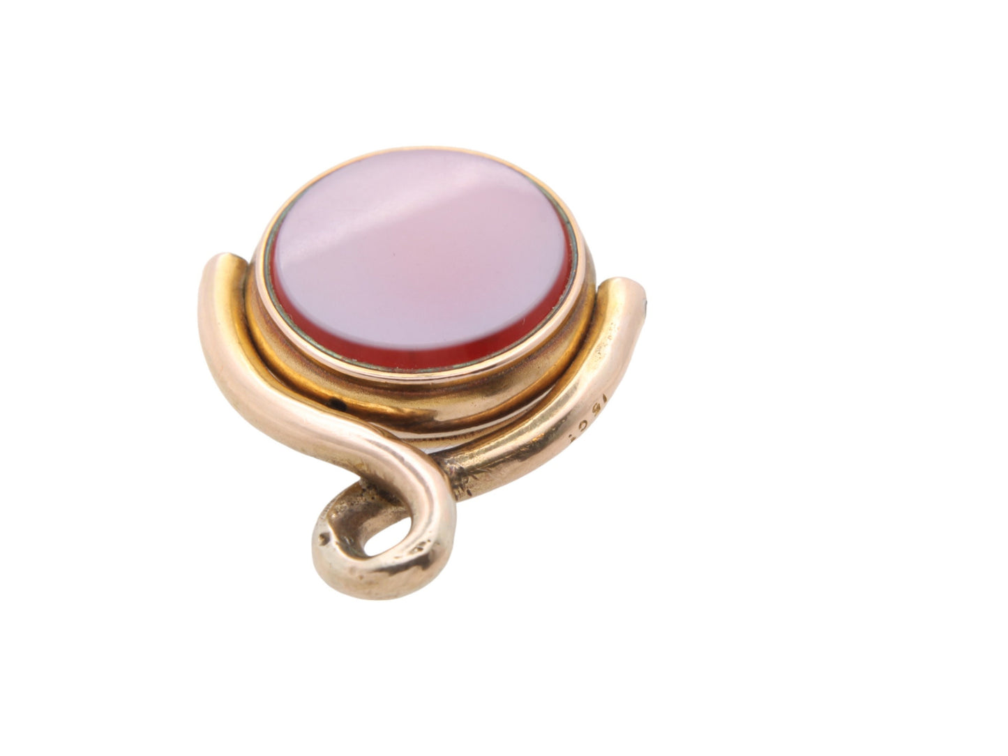 Antique-15ct-Gold-Bloodstone-&-Lilac-Agate-Spinner-Pendant-Fob