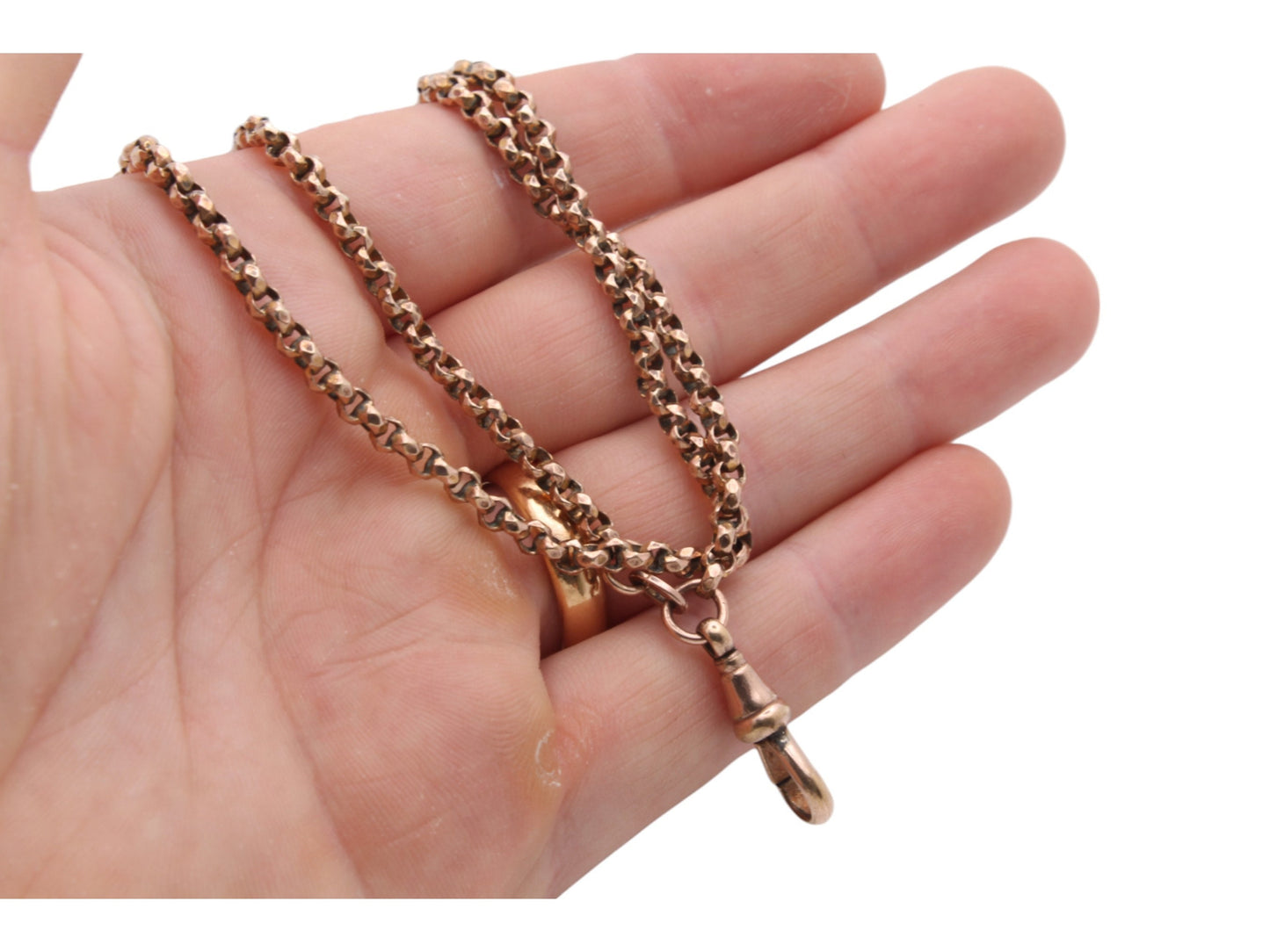 Antique-Victorian-9ct-Rolled-Rose-Gold-Long-Guard-Necklace-54"