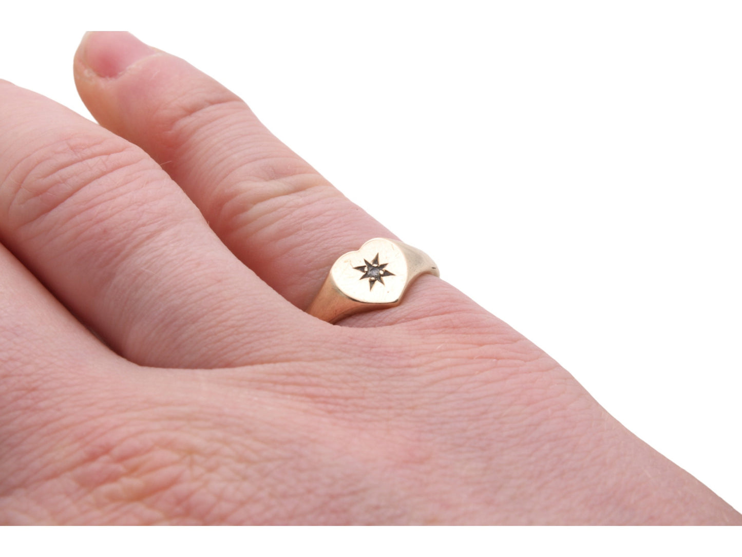 Vintage 9ct Gold Diamond Heart Ring