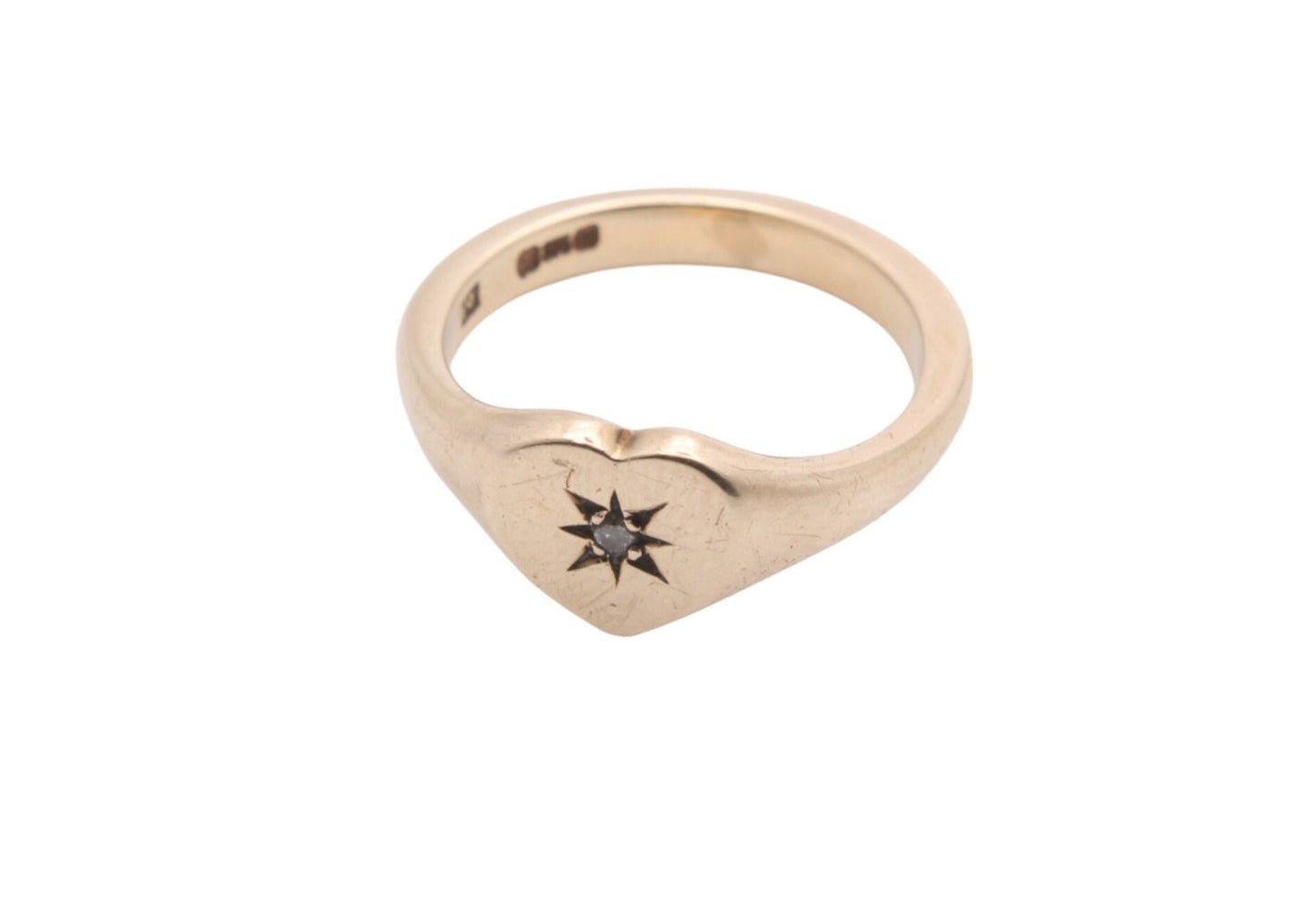 Vintage 9ct Gold Diamond Heart Ring