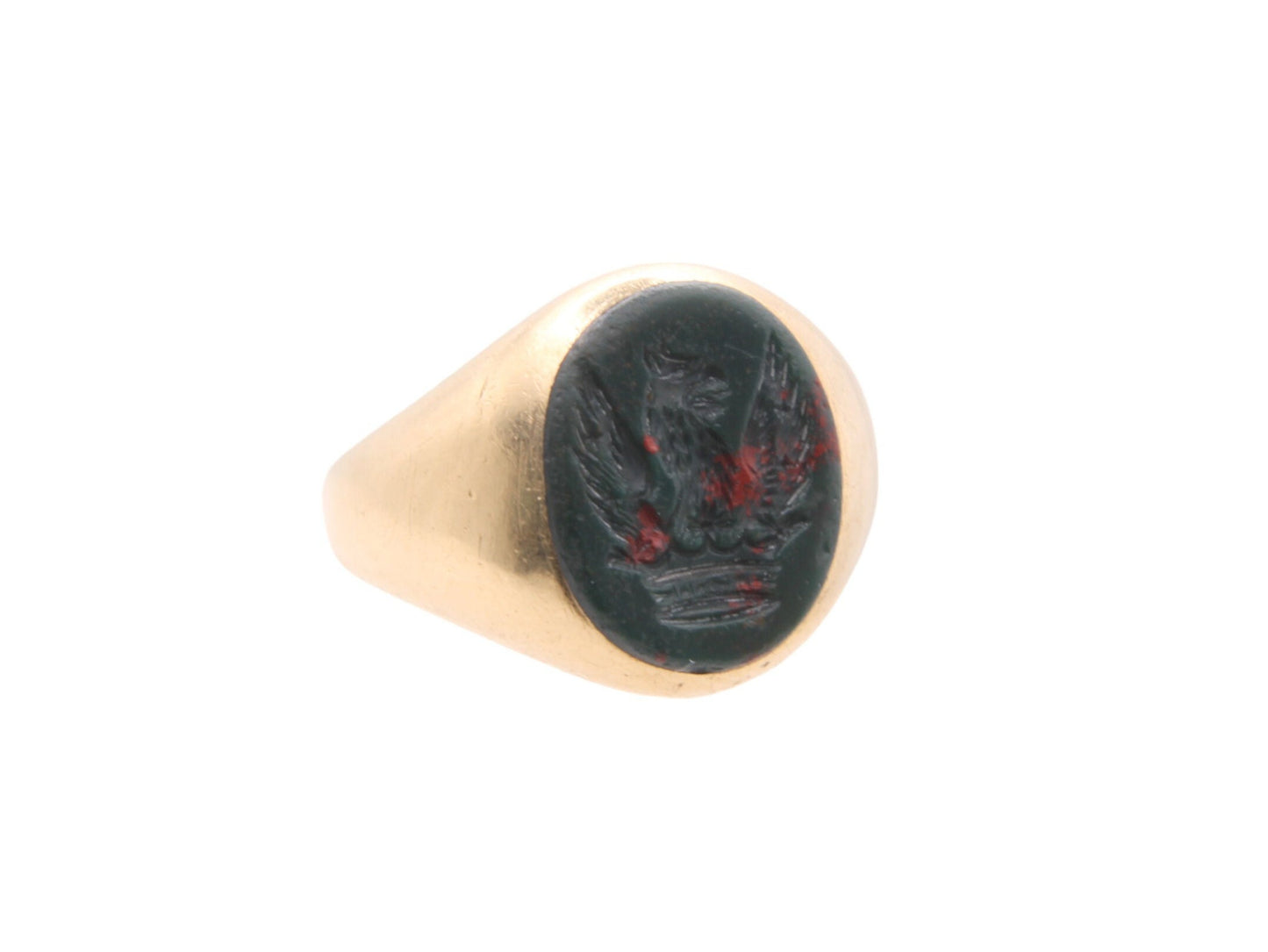 Vintage 18ct Gold Intaglio Bloodstone Signet Ring Griffin Crest