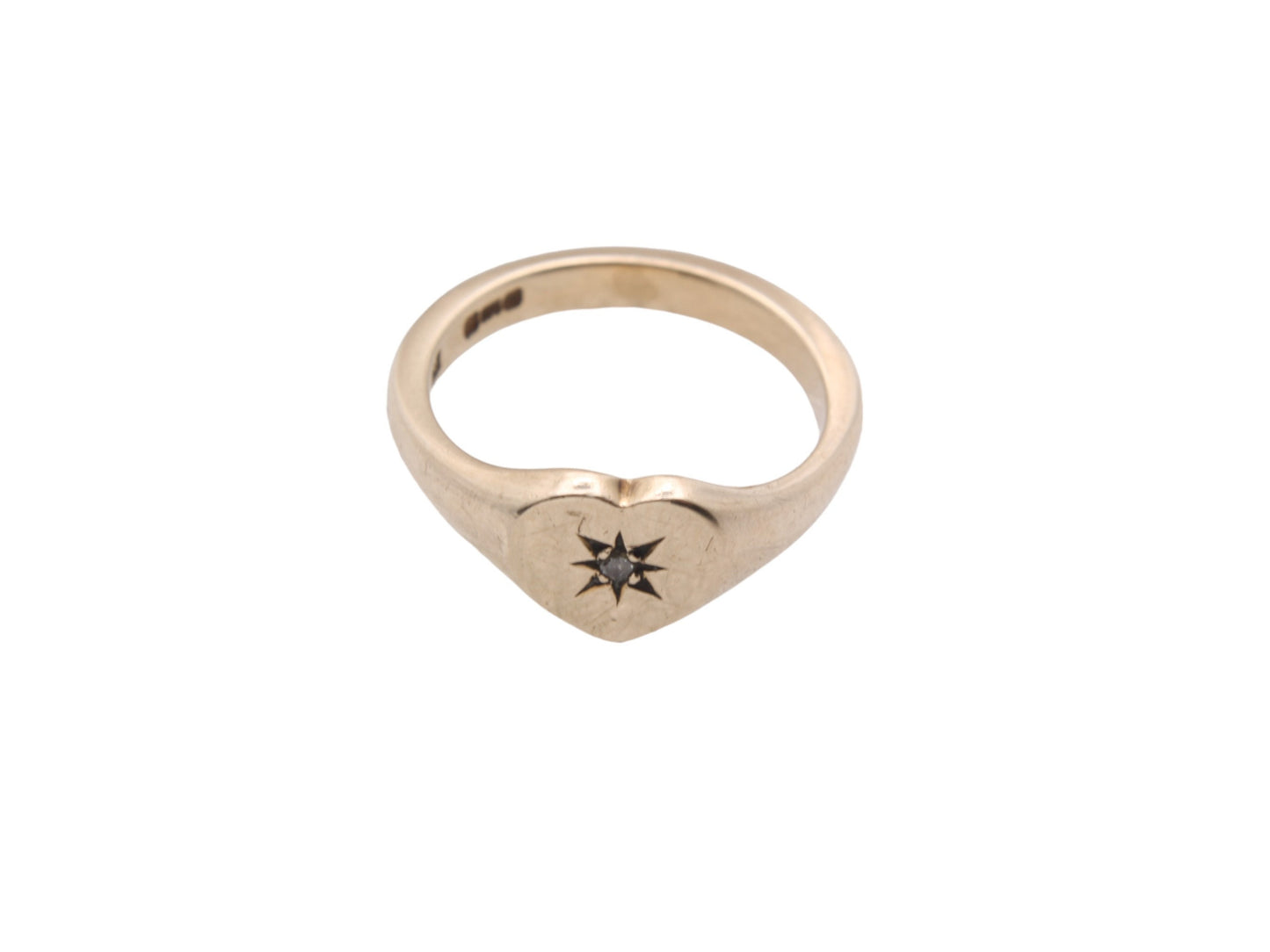 Vintage 9ct Gold Diamond Heart Ring