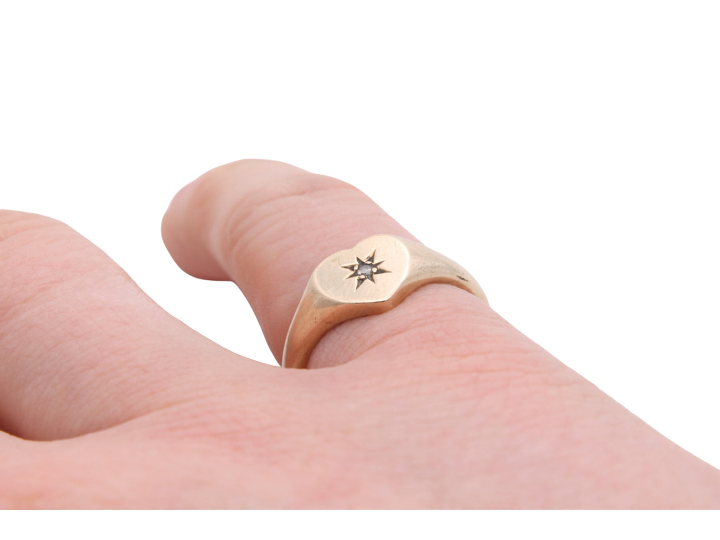 Vintage 9ct Gold Diamond Heart Ring