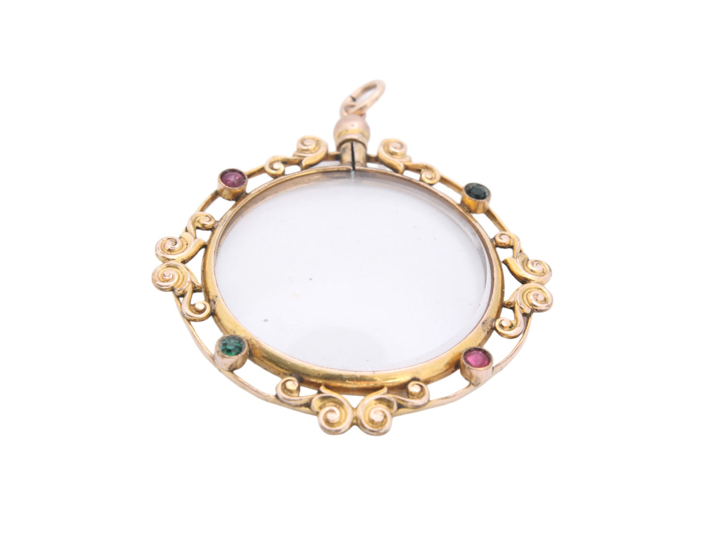 Antique Edwardian 9ct Rolled Gold Open Face Glass Locket Pendant