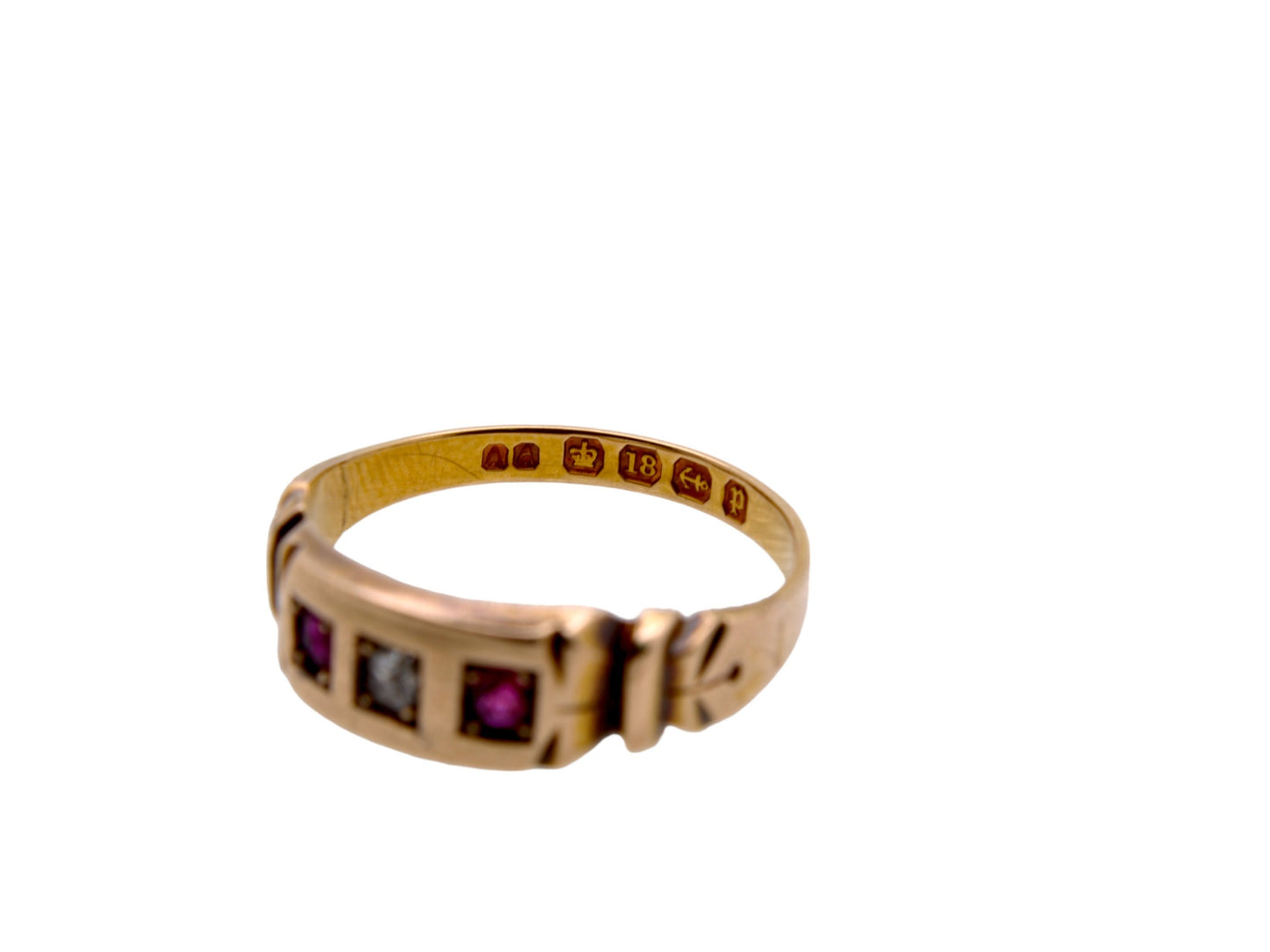 Antique Victorian 18ct Gold, Diamond and Ruby Gypsy Ring