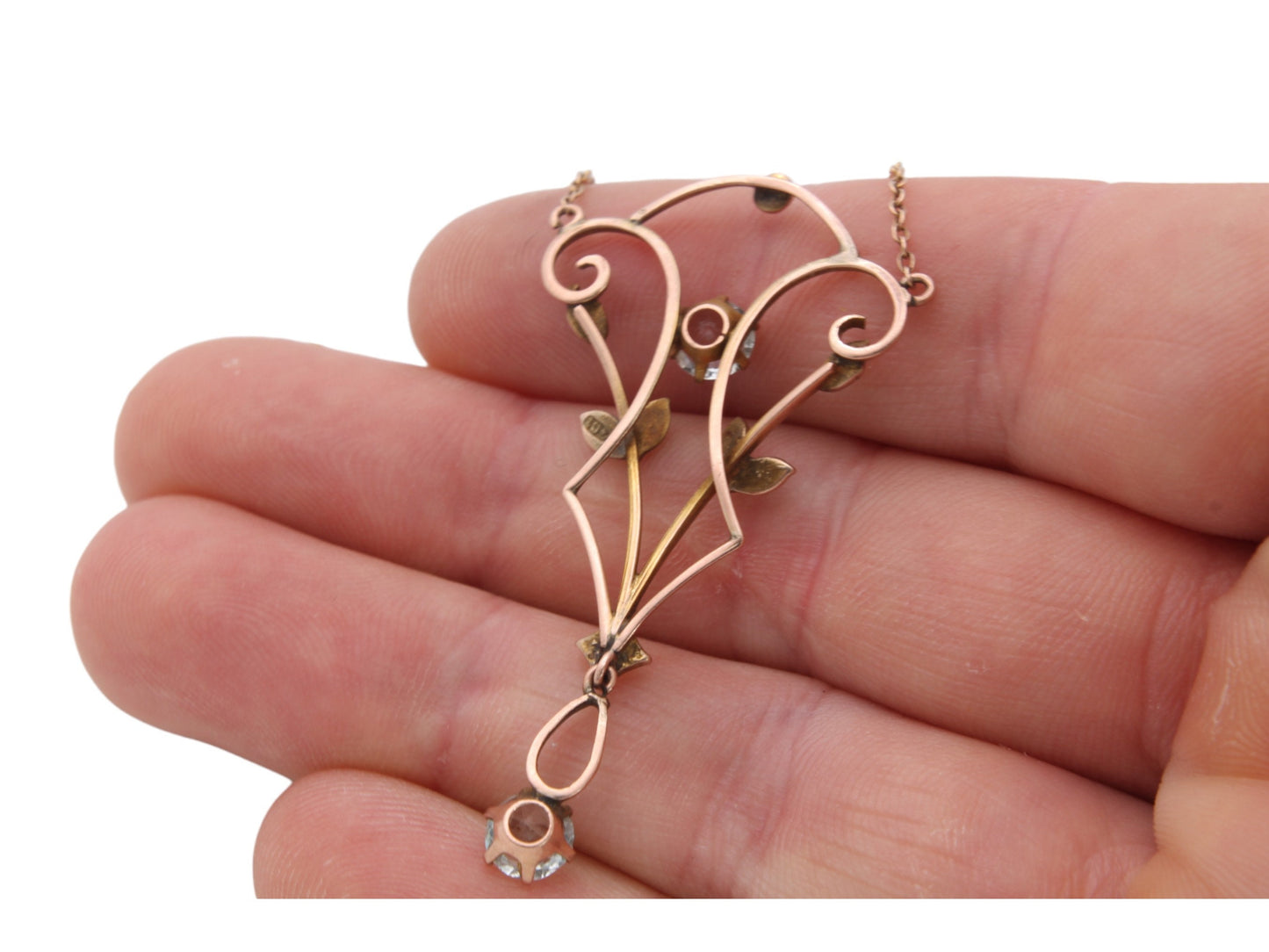 Antique 10ct Gold Paste Necklace Pendant