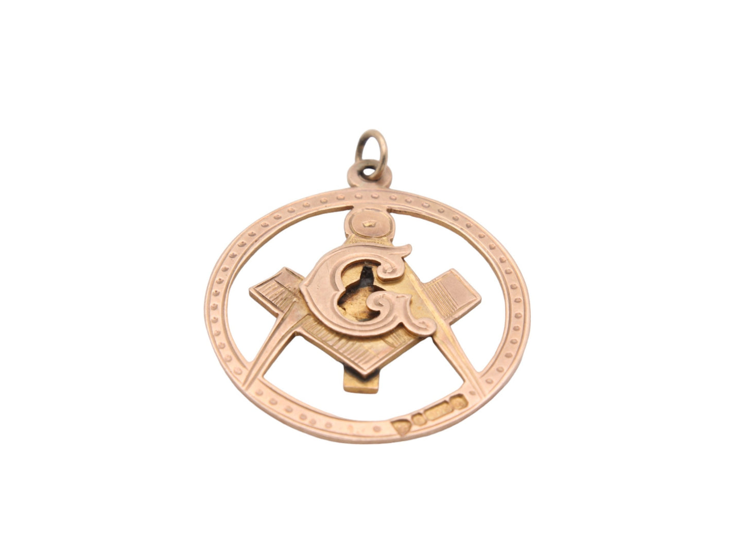 Antique 9ct Gold Masonic Pendant With Red Enamel Cross