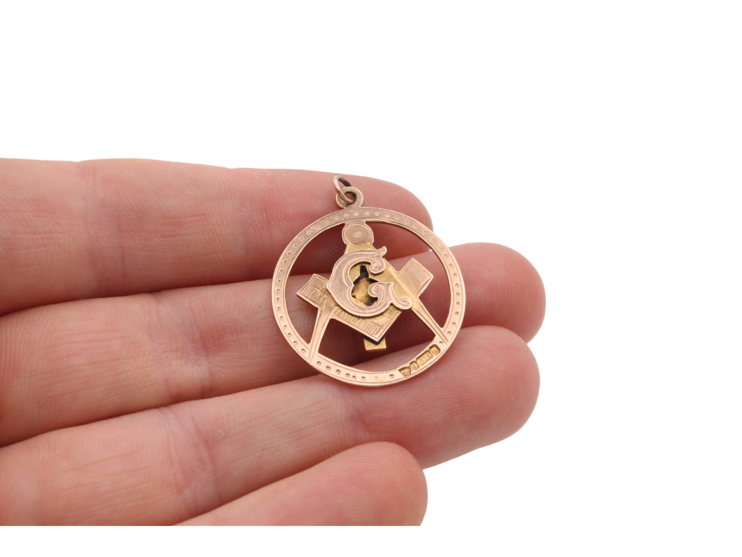 Antique 9ct Gold Masonic Pendant With Red Enamel Cross