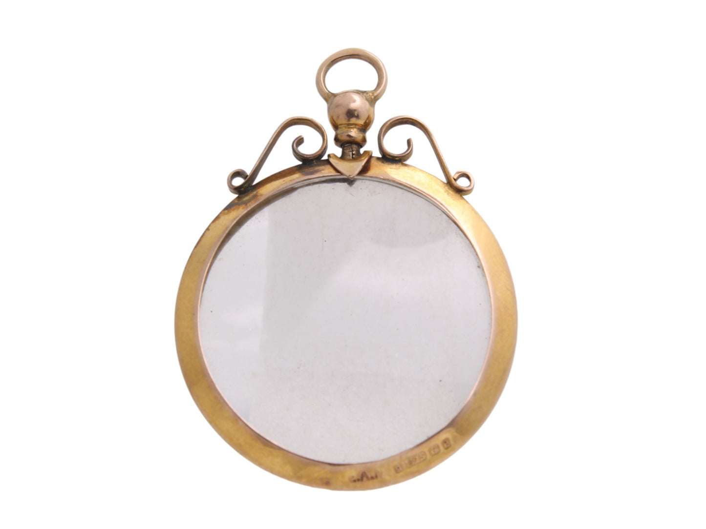 Antique 9ct Gold Glass Photo Locket Pendant