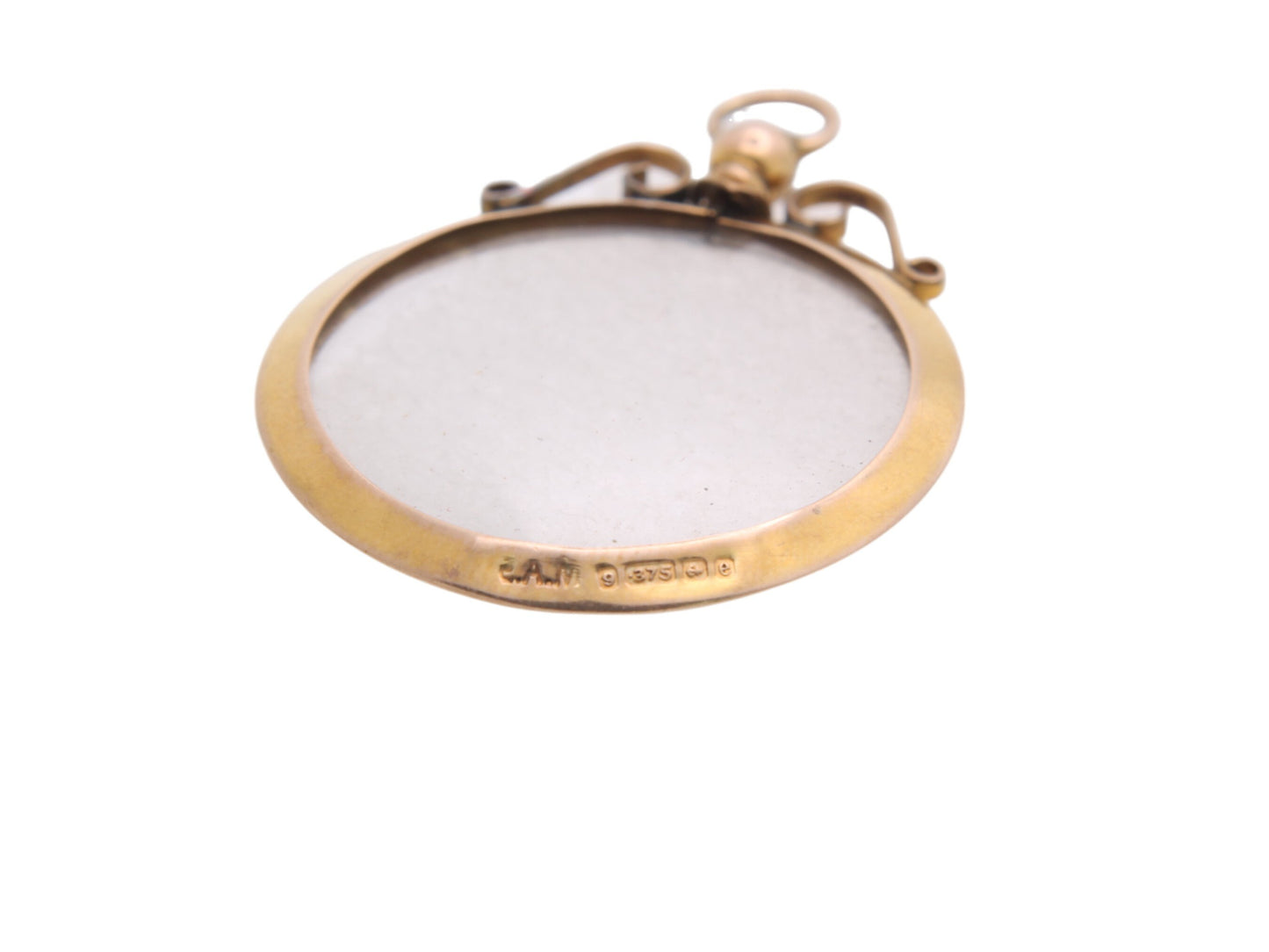 Antique 9ct Gold Glass Photo Locket Pendant