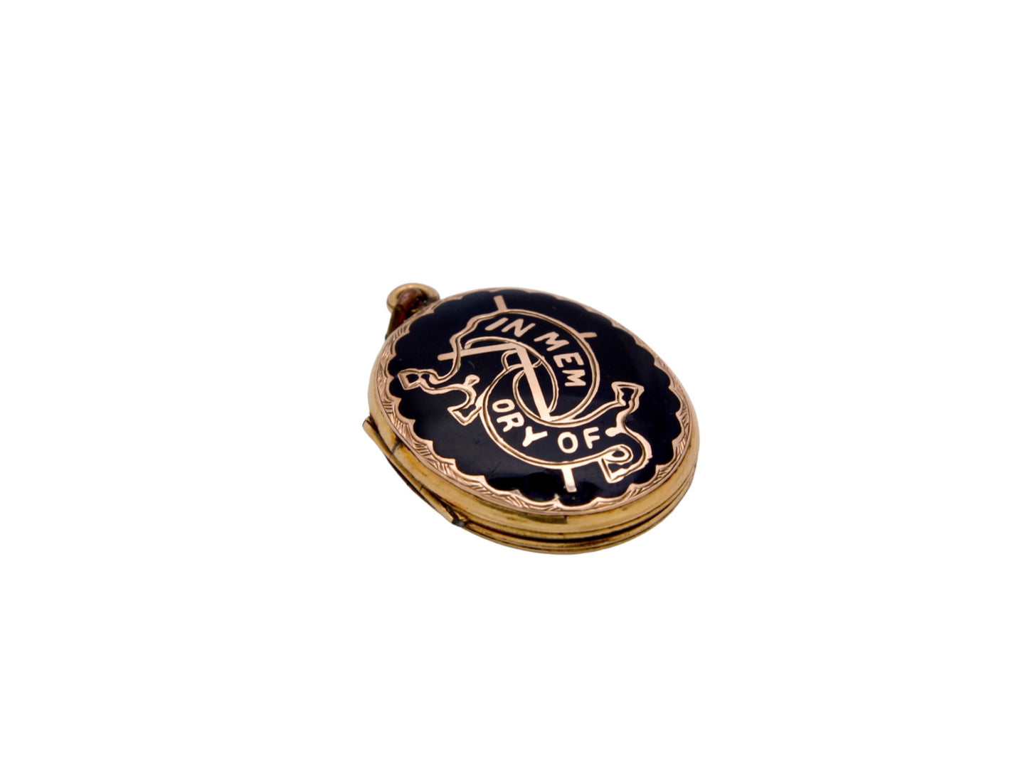 Antique 9ct Gold Black Enamel "In Memory Of" Locket c.1860