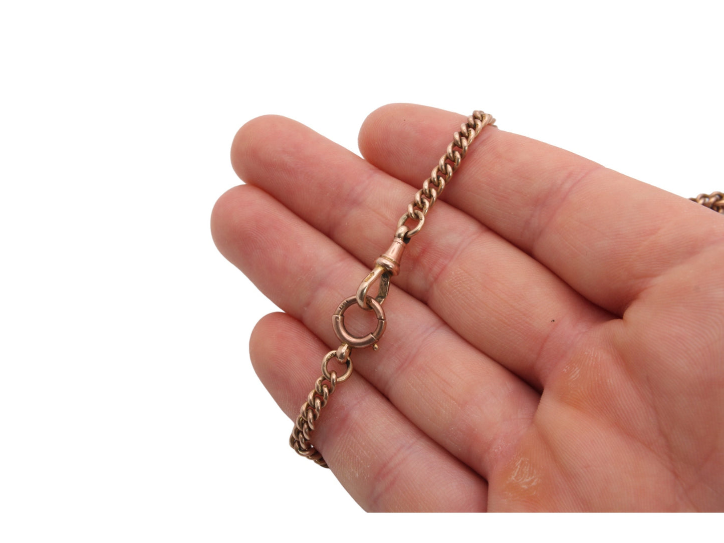 Antique 9ct Rose Gold Double Albert Watch Chain Necklace, 14.75"