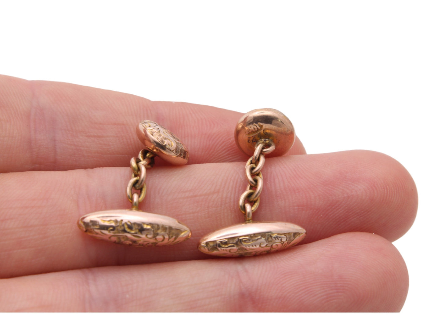 Antique 10ct Rose Gold Torpedo & Button Cufflinks