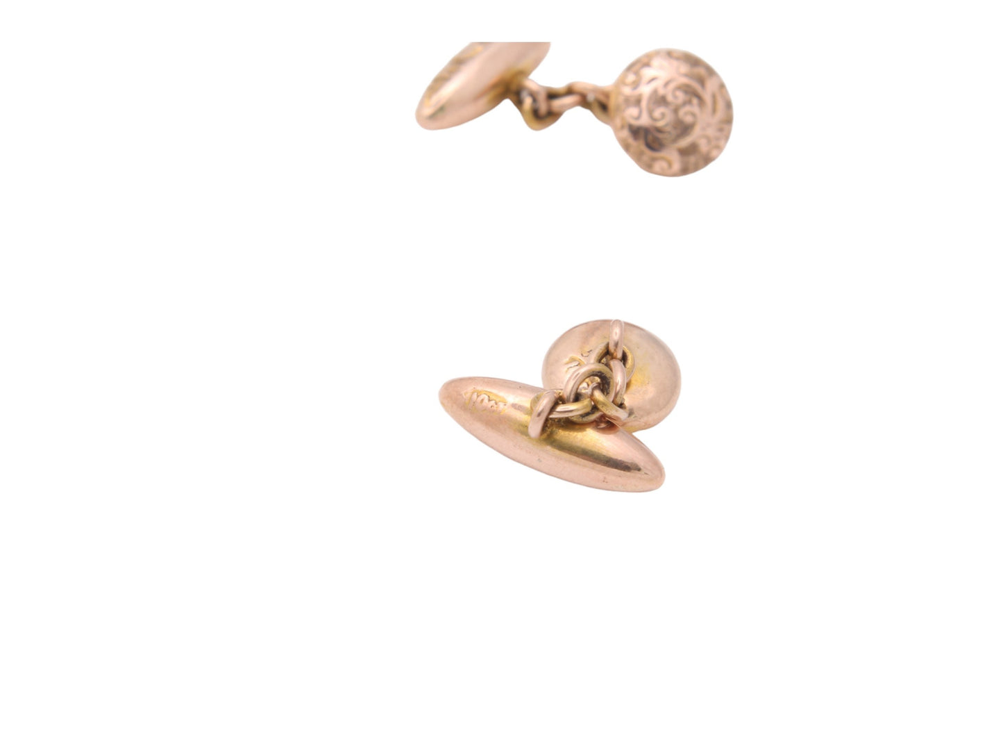 Antique 10ct Rose Gold Torpedo & Button Cufflinks