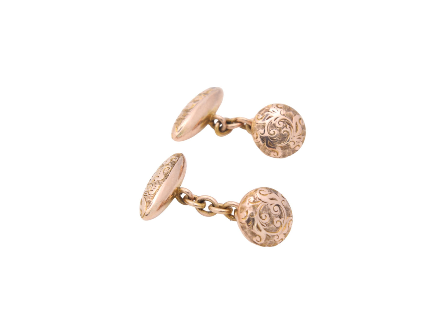 Antique 10ct Rose Gold Torpedo & Button Cufflinks