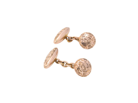 Antique 10ct Rose Gold Torpedo & Button Cufflinks
