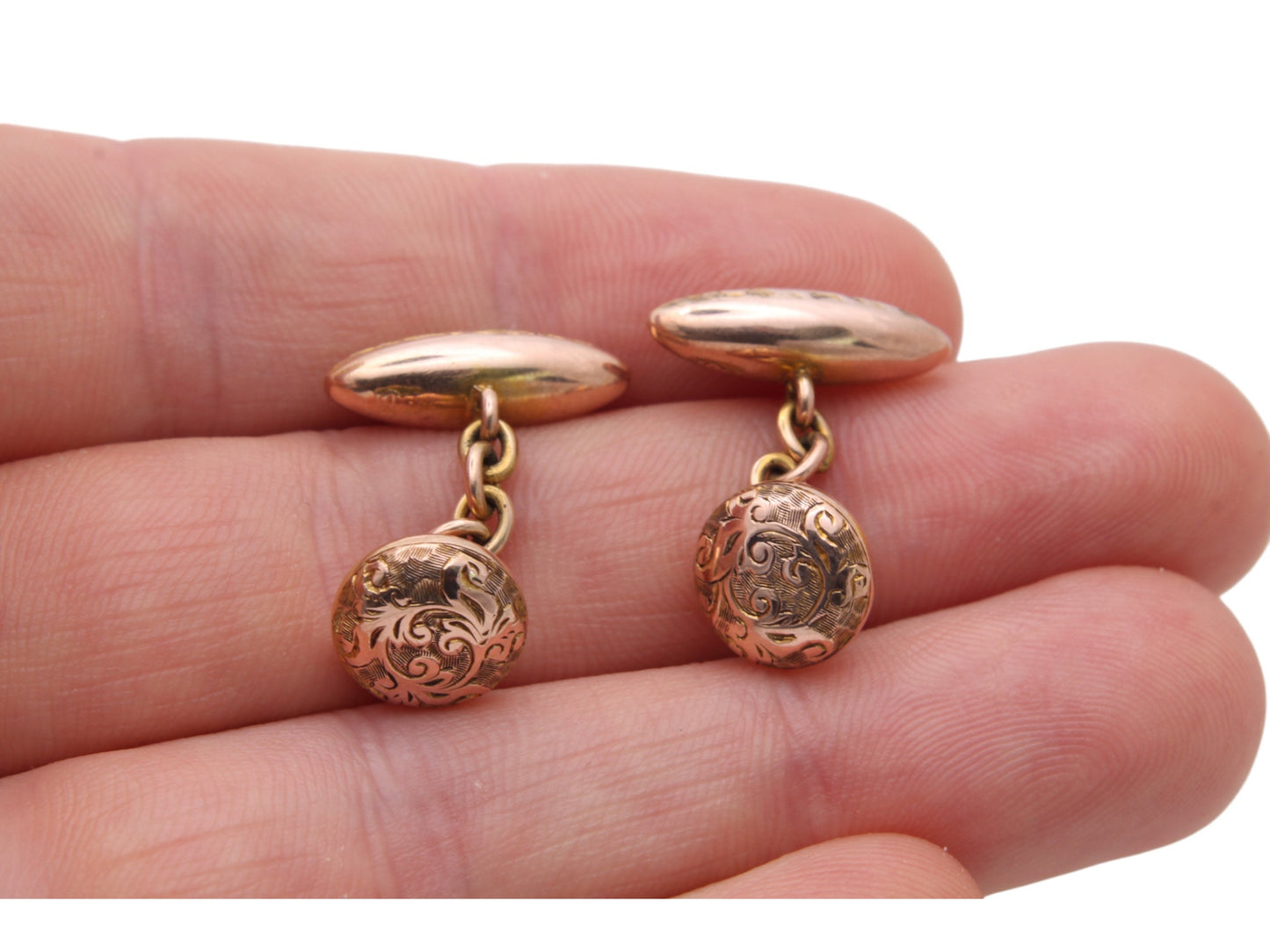 Antique 10ct Rose Gold Torpedo & Button Cufflinks
