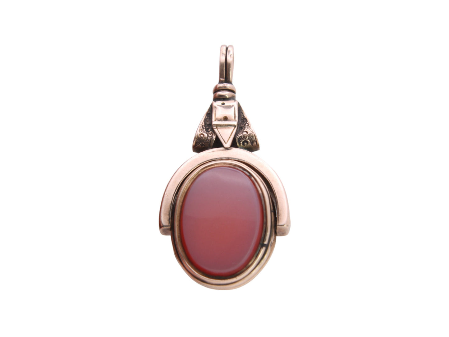 Antique 10ct Gold Bloodstone & Lilac Carnelian Buckle Spinner Pendant